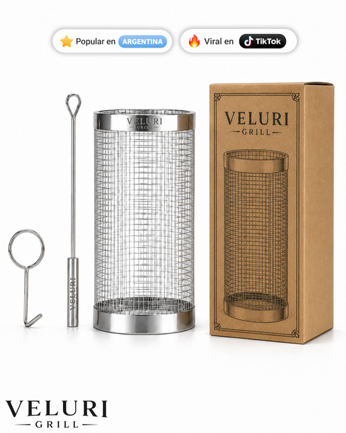 Canasto para Parrilla con Gancho y Varilla Auxiliar - VELURI GRILL