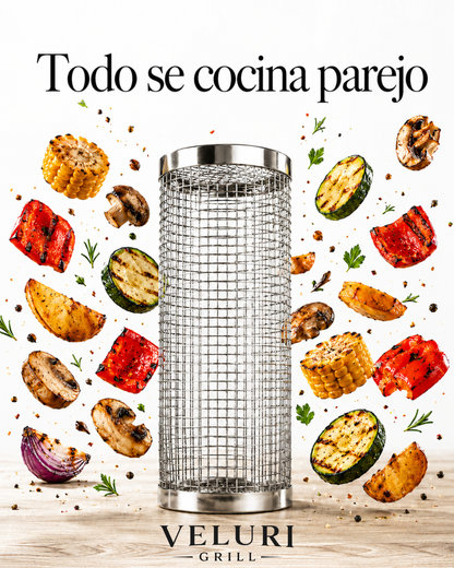 Canasto para Parrilla con Gancho y Varilla Auxiliar - VELURI GRILL